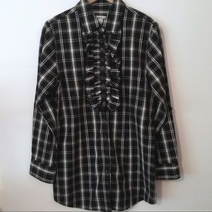 Kenneth Cole Plaid Ruffles Shirt, 6